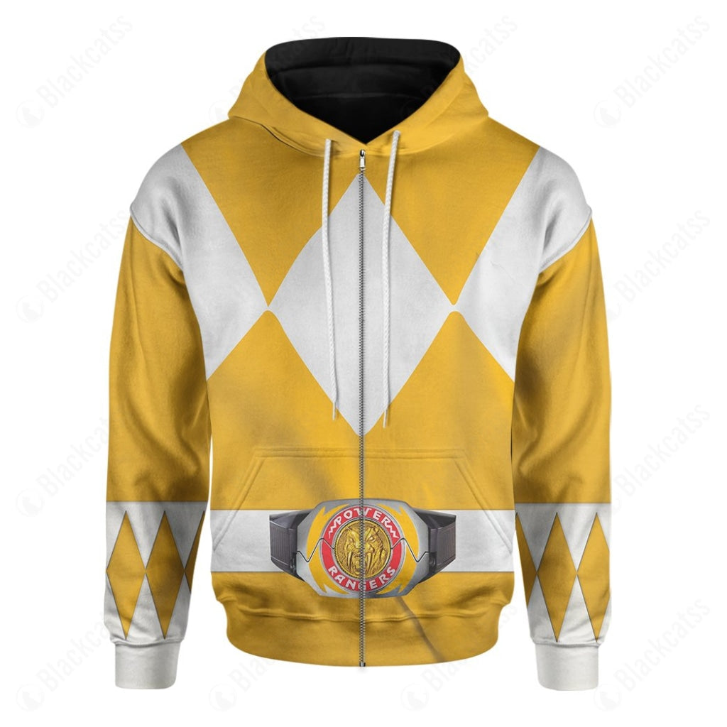Personalized Sabertooths Yellow Power Rangers Baseball Jersey - Anime Ape