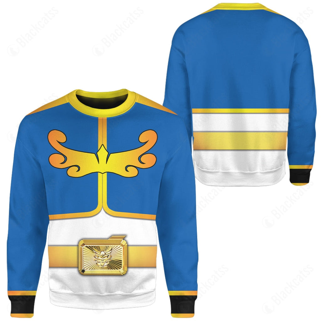 Personalized Triceratops Blue Power Rangers Baseball Jersey - Anime Ape