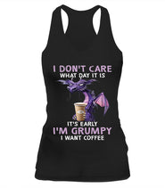 Load image into Gallery viewer, Coffee Graphic Apparel I Am Grumpy Women’s Tank - Racerback / Black S Bt137204
