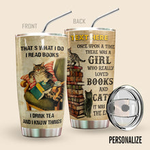 Load image into Gallery viewer, Cat Personalized Tumbler Reading Books 20Oz Bt77209
