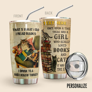 Cat Personalized Tumbler Reading Books 20Oz Bt77209