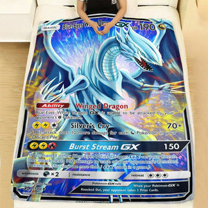 Anime Ygo Pkm Blue-Eyes White Dragon Gx Custom Soft Blanket