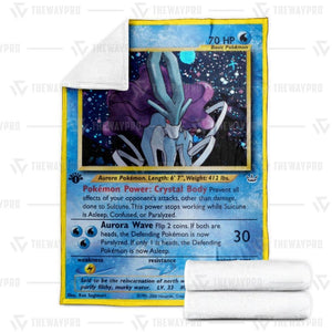 Anime Pkm Suicune Holo 1St Edition Custom Soft Blanket