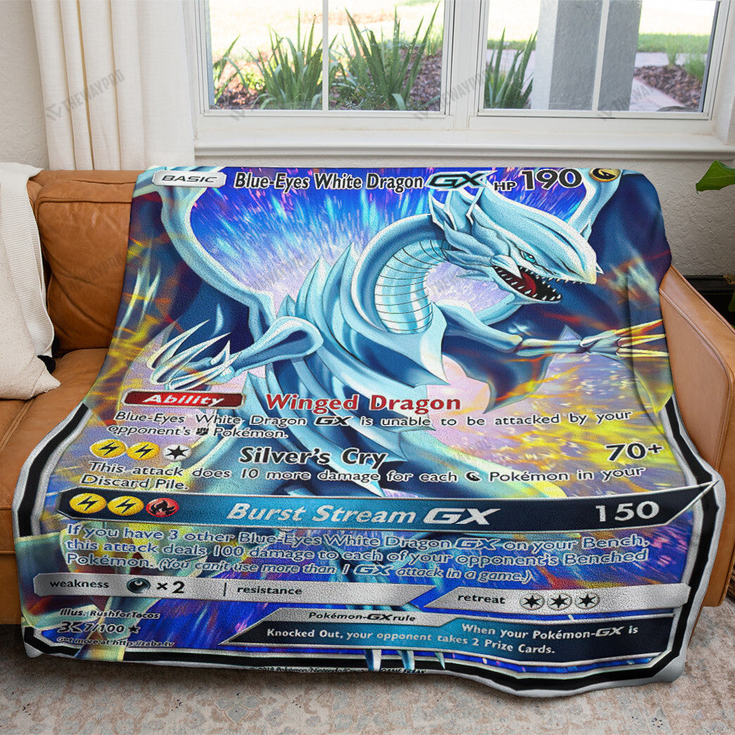 Anime YGO Blue-Eyes White Dragon GX Custom Soft Blanket