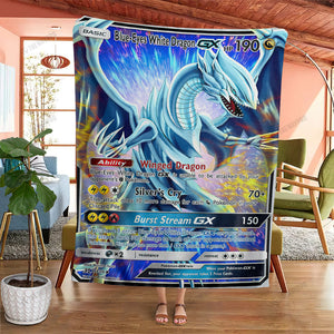 Anime YGO Blue-Eyes White Dragon GX Custom Soft Blanket