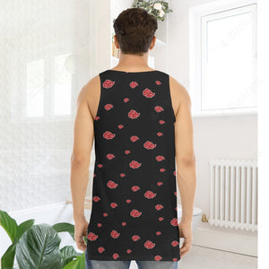 Anime Naruto Akatsuki Group Custom Men's Curved Hem Long Tank Top