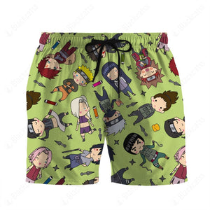 Anime Naruto Chibi Characters Beach Shorts