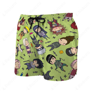 Anime Naruto Chibi Characters Beach Shorts