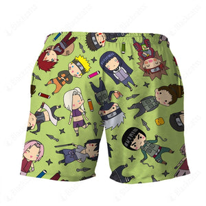 Anime Naruto Chibi Characters Beach Shorts