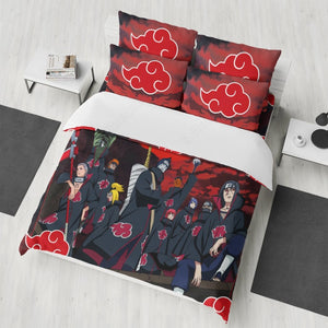 Anime Naruto Shippuden Akatsuki Group Pattern Custom Bedding Set