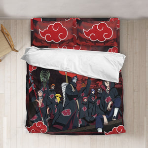 Anime Naruto Shippuden Akatsuki Group Pattern Custom Bedding Set