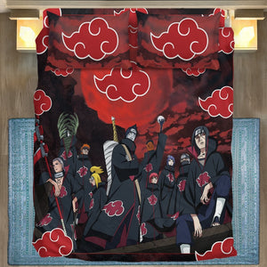 Anime Naruto Shippuden Akatsuki Group Pattern Custom Bedding Set