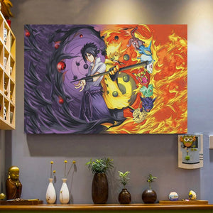 Anime Naruto Shippuden Naruto And Sasuke Six Paths Custom Canvas With Frame