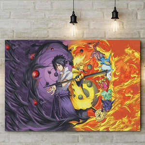 Anime Naruto Shippuden Naruto And Sasuke Six Paths Custom Canvas With Frame