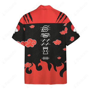 Anime Naruto Shippuden Modern Akatsuki Custom Hawaii Button Shirt