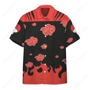 Anime Naruto Shippuden Modern Akatsuki Custom Hawaii Button Shirt