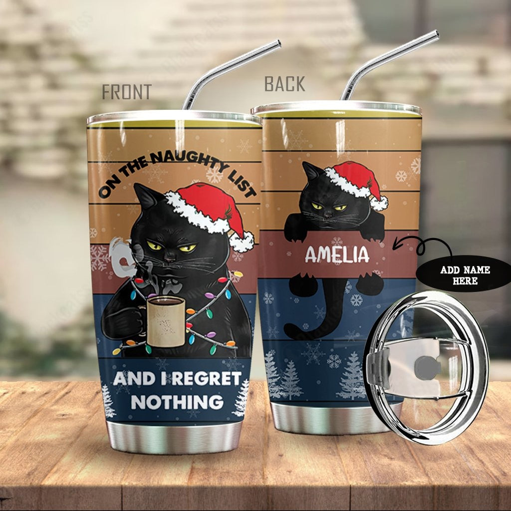 Black Cat Christmas Personalized Tumbler