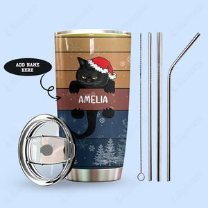 Black Cat Christmas Personalized Tumbler