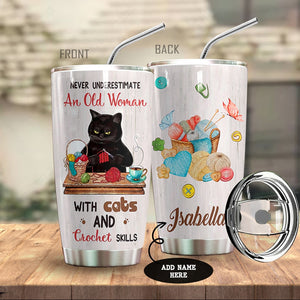 Black Cat Crochet Personalized Tumbler