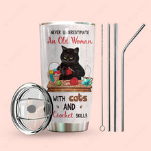 Load image into Gallery viewer, Black Cat Crochet Personalized Tumbler
