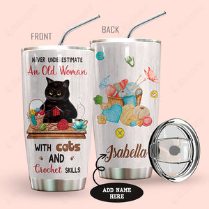 Black Cat Crochet Personalized Tumbler