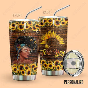 Black Woman Personalized Tumbler Sunflowers