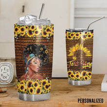 Load image into Gallery viewer, Black Woman Personalized Tumbler Sunflowers
