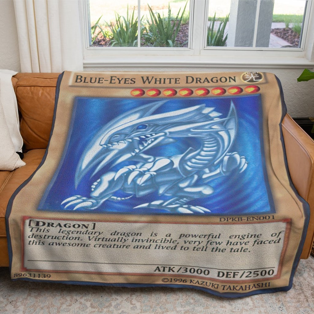 Blue Eyes White Dragon Card Custom Soft Blanket