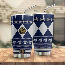 Load image into Gallery viewer, Blue Mighty Morphin Power Ranger Ugly Christmas Custom Tumbler
