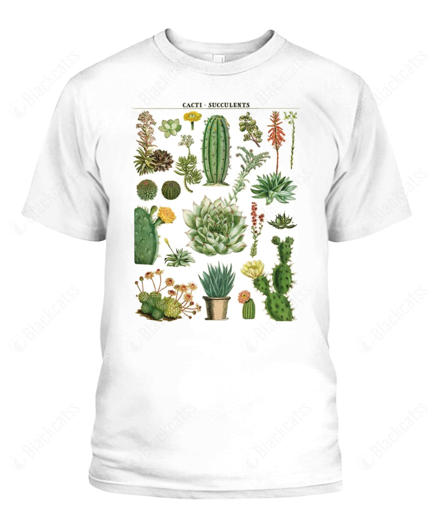 Cactus Succulents Floral Name Chart Custom Graphic Apparel
