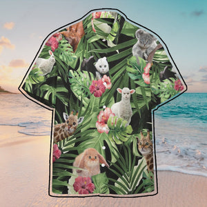 Cat Face Hawaii Button Shirt