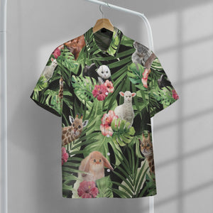 Cat Face Hawaii Button Shirt