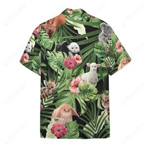 Cat Face Hawaii Button Shirt