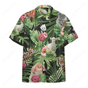 Cat Face Hawaii Button Shirt