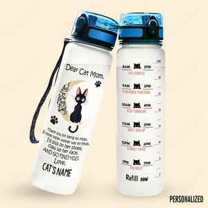 Cat Personalized Water Tracker Bottle Dear Mom