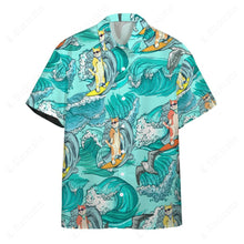 Load image into Gallery viewer, Cat Surfing Hawaii Button Shirt
