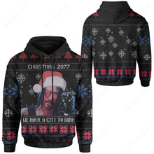 Load image into Gallery viewer, Christmas 2077 We Have A City To Burn Ugly Christmas Custom Hoodie
