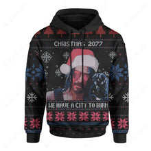 Load image into Gallery viewer, Christmas 2077 We Have A City To Burn Ugly Christmas Custom Hoodie
