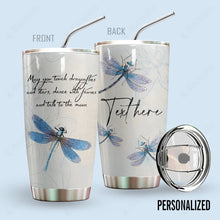 Load image into Gallery viewer, Dragonfly Personalized Tumbler Flowers
