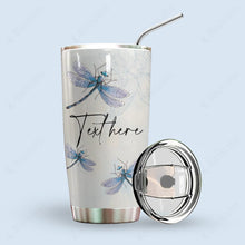 Load image into Gallery viewer, Dragonfly Personalized Tumbler Flowers
