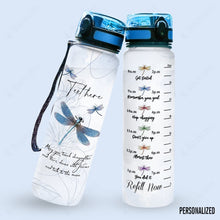 Load image into Gallery viewer, Dragonfly Personalized Water Tracker Bottle Flowers
