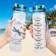 Load image into Gallery viewer, Dragonfly Personalized Water Tracker Bottle Flowers
