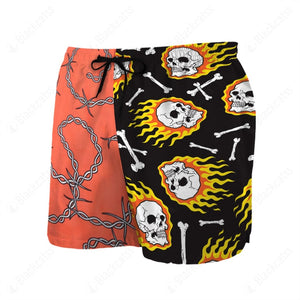 Fire Skull Hawaiian Beach Shorts