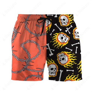 Fire Skull Hawaiian Beach Shorts