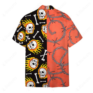 Fire Skull Hawaiian Button Shirt