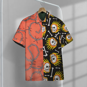 Fire Skull Hawaiian Button Shirt