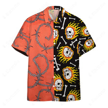 Load image into Gallery viewer, Fire Skull Hawaiian Button Shirt
