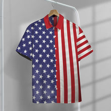 Load image into Gallery viewer, Fourth Of July American Flag Custom Hawaii Button Shirt
