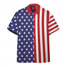 Load image into Gallery viewer, Fourth Of July American Flag Custom Hawaii Button Shirt
