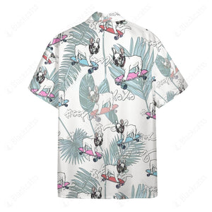 French Bulldog On Skateboard Hawaii Button Shirt